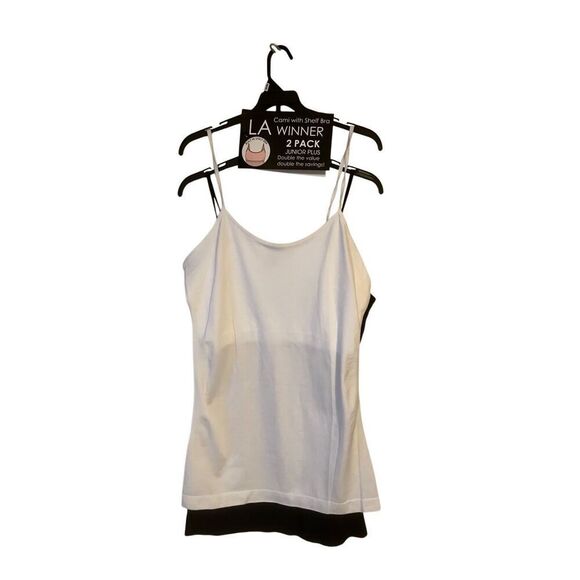LA Winner 2 Pk Camis w/ Shelf Bra OS Plus - Picture 2 of 14